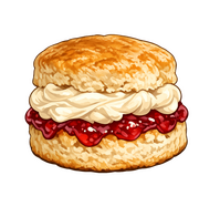 Scone with cream and jam cake